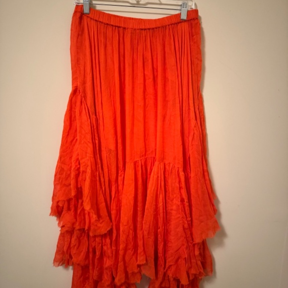 Free People FP One Clover Skirt Asymmetrical Tiered Orange Large L NWOT - Picture 6 of 8